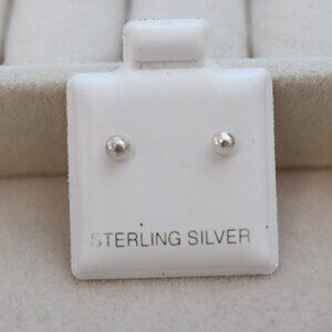 S925 3mm Ball Stud Earrings Sterling Silver Kids/Men/Women